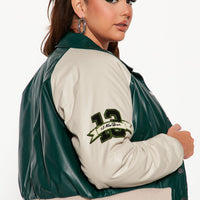 Walk The Hallways Varsity Jacket - Green/combo