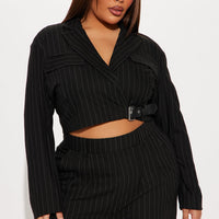 Breakeven Pinstripe Blazer - Black