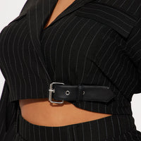 Breakeven Pinstripe Blazer - Black