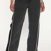 Zip It Up Straight Leg Jeans - Black