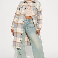 About Her Business Plaid Coat - Cream/combo
