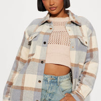 About Her Business Plaid Coat - Cream/combo