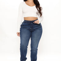 A Soft Touch Knit Denim Joggers - Dark Wash