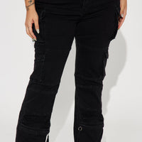 No Matter What Stretch Straight Leg Cargo Jean - Black
