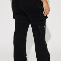 No Matter What Stretch Straight Leg Cargo Jean - Black