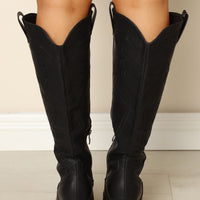 Always A Good Time Knee High Boots - Black