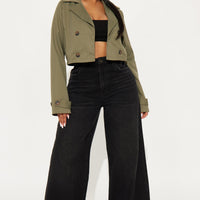 Rainy Days Cropped Trench - Olive