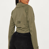 Rainy Days Cropped Trench - Olive