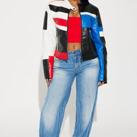 Fast Nights Faux Leather Jacket - Multi Color