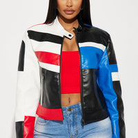 Fast Nights Faux Leather Jacket - Multi Color
