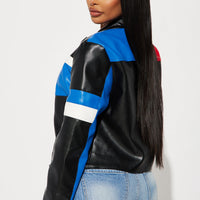 Fast Nights Faux Leather Jacket - Multi Color