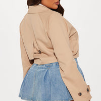 Rainy Days Cropped Trench - Khaki