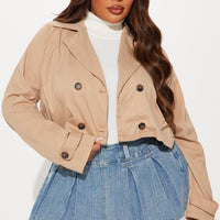 Rainy Days Cropped Trench - Khaki