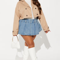 Rainy Days Cropped Trench - Khaki
