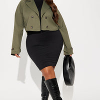 Rainy Days Cropped Trench - Olive