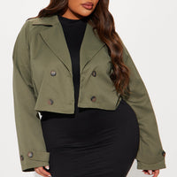 Rainy Days Cropped Trench - Olive