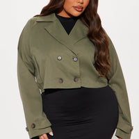 Rainy Days Cropped Trench - Olive