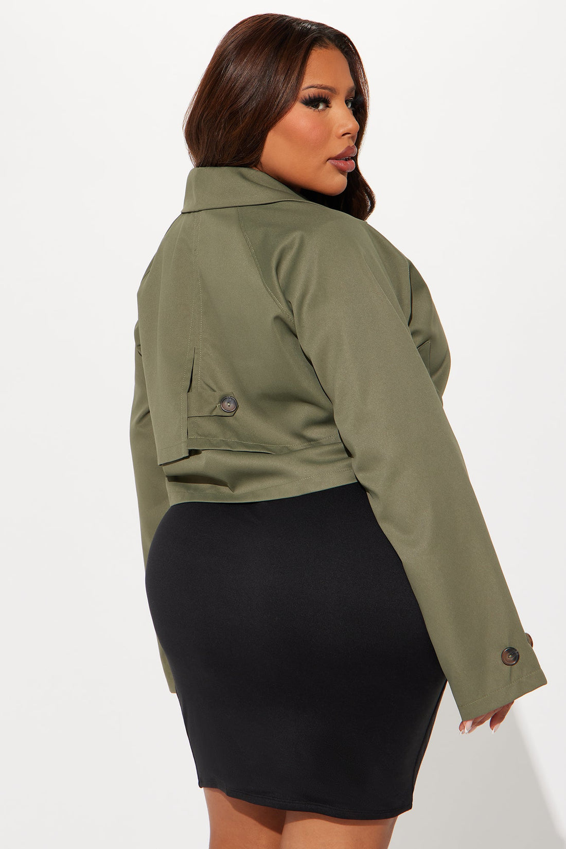 Rainy Days Cropped Trench - Olive