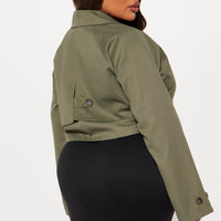 Rainy Days Cropped Trench - Olive