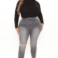 Going Out High Rise Stretch Skinny Jeans - Grey