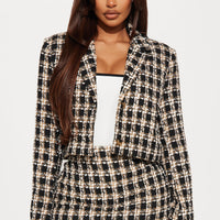 Old Money Rules Tweed Blazer - Black/combo