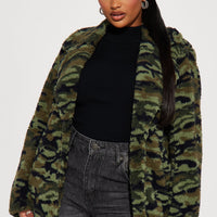 Camilla Sherpa Trench Coat - Olive/combo