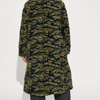 Camilla Sherpa Trench Coat - Olive/combo