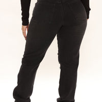 Favorite Getaway Destroyed Straight Leg Jeans - Black