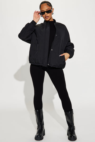 Riley Quilted Bomber Jacket - Black