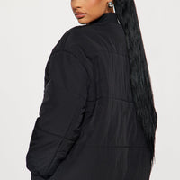 Riley Quilted Bomber Jacket - Black