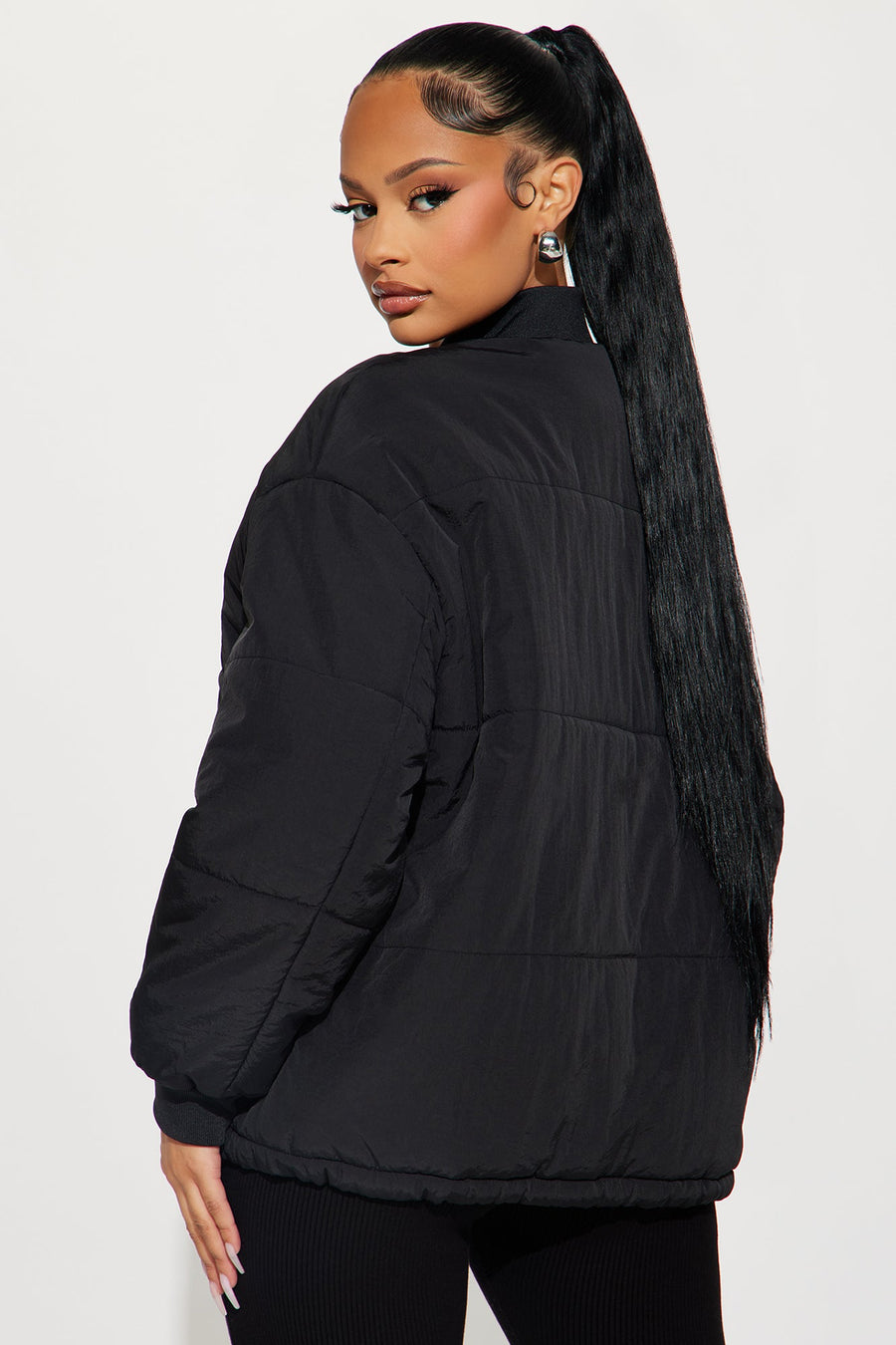Riley Quilted Bomber Jacket - Black