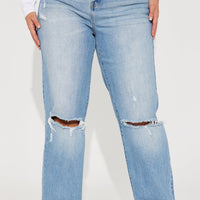 Tall As You Please Ripped Straight Leg Jeans - Light Blue Wash