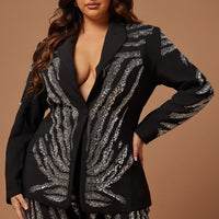 Amira Embellished Blazer - Black