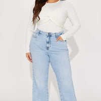 Kiss And Tell High Rise Low Stretch Straight Leg Jeans - Light Blue Wash