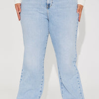Kiss And Tell High Rise Low Stretch Straight Leg Jeans - Light Blue Wash