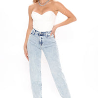 Tall Took Him By Surprise Slim Fit Boyfriend Jeans - Light Blue Wash