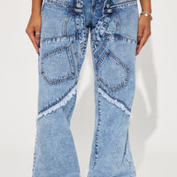 Taking A Chance Easy Waist Wide Leg Jeans - Light Wash
