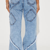 Taking A Chance Easy Waist Wide Leg Jeans - Light Wash