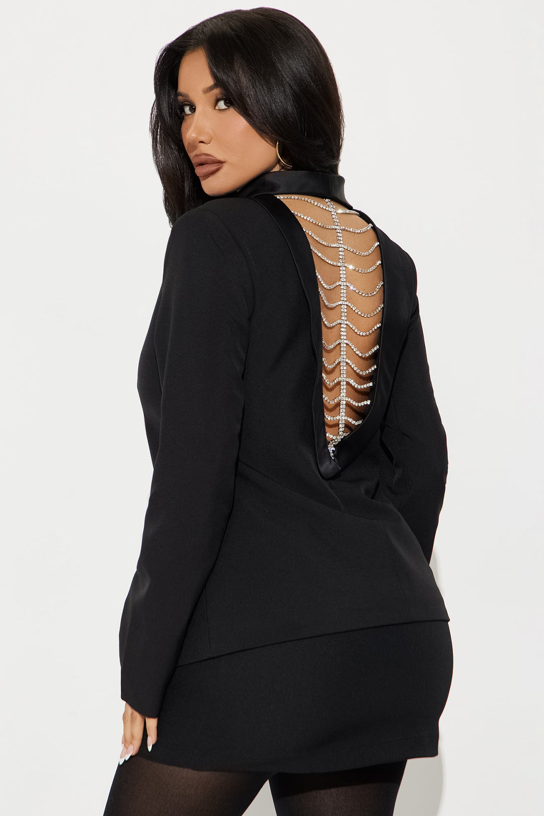 Cocktail Hour Rhinestone Blazer - Black