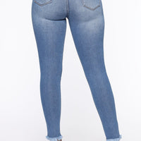 On The Fray Ankle Jeans - Medium Blue Wash
