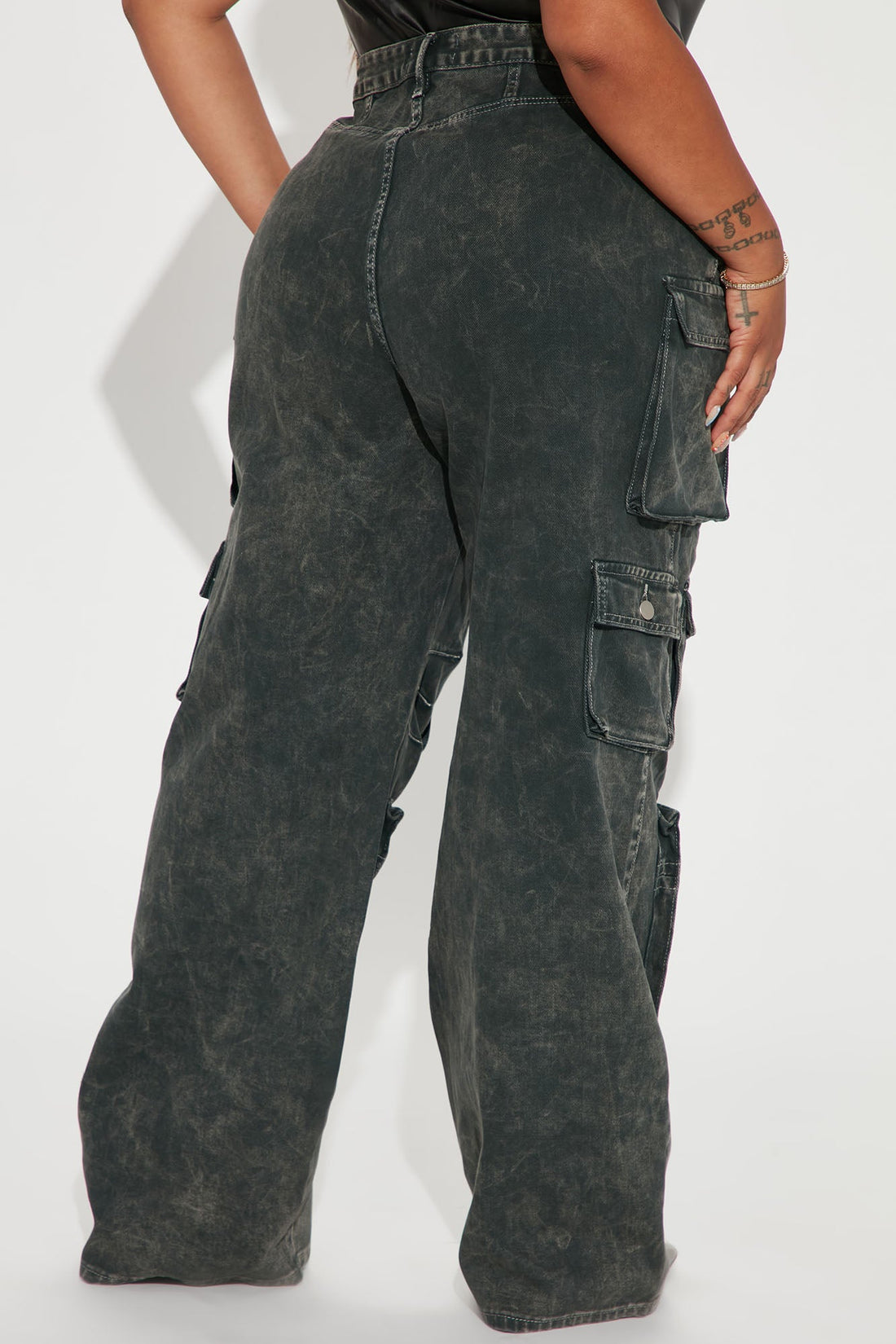 Lily High Rise Cargo Jeans - Green