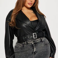 My Best Behavior Faux Leather Cropped Jacket - Black
