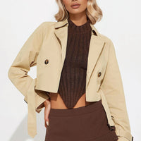 Charlie Belted Cropped Trench - Khaki