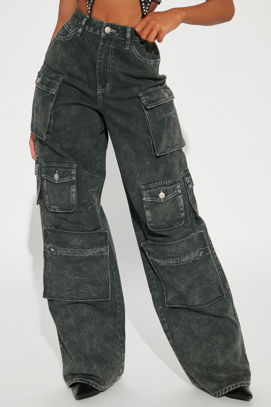 Tall Lily High Rise Cargo Jeans - Green