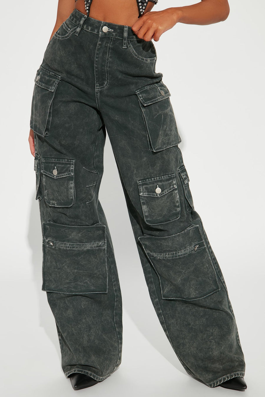 Tall Lily High Rise Cargo Jeans - Green