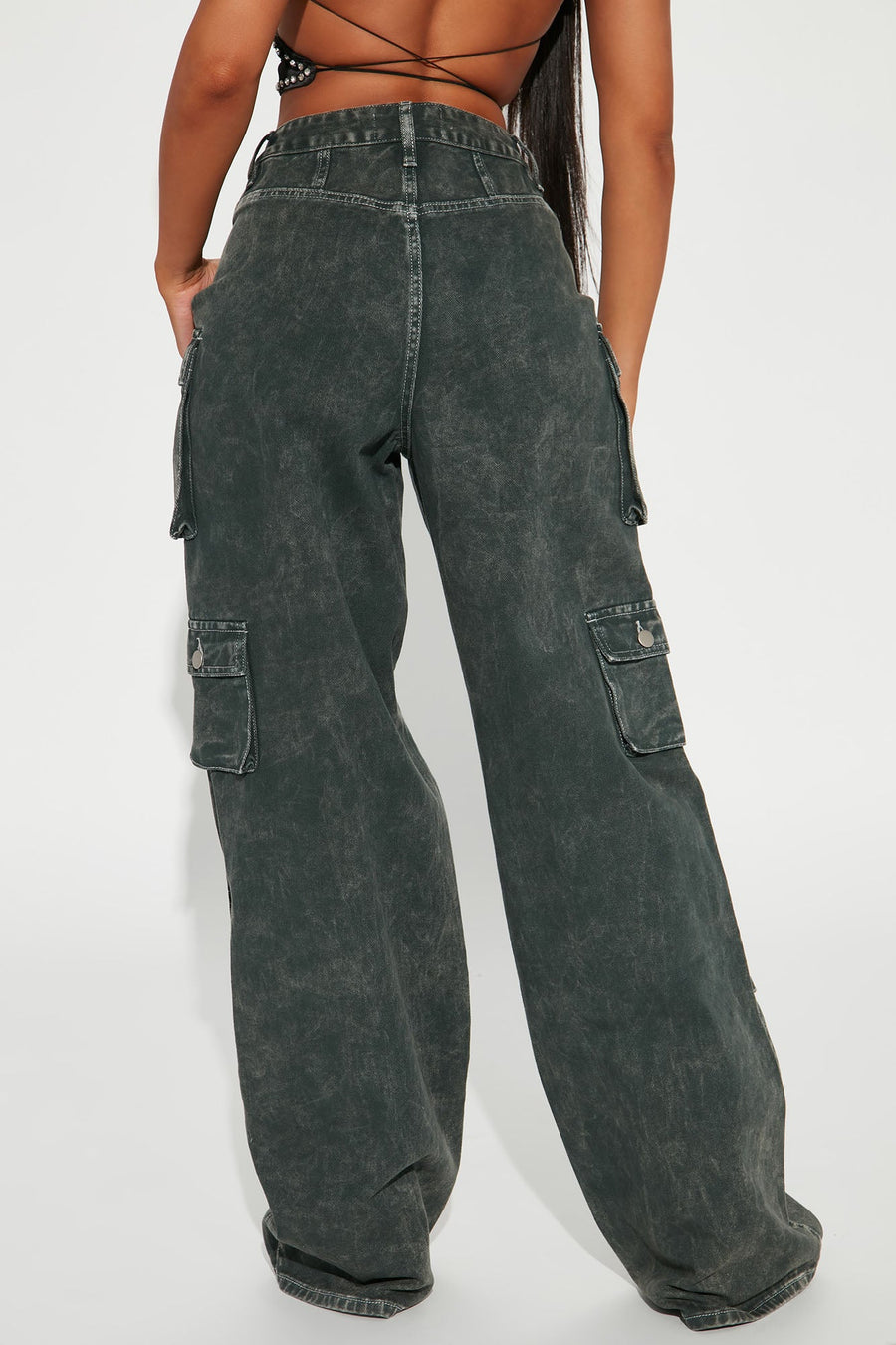 Tall Lily High Rise Cargo Jeans - Green
