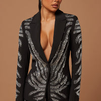 Amira Embellished Blazer - Black