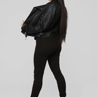 Araxie Vegan Leather Jacket - Black