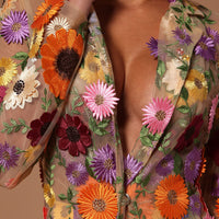 Celena Embroidered Jacket - Nude/combo