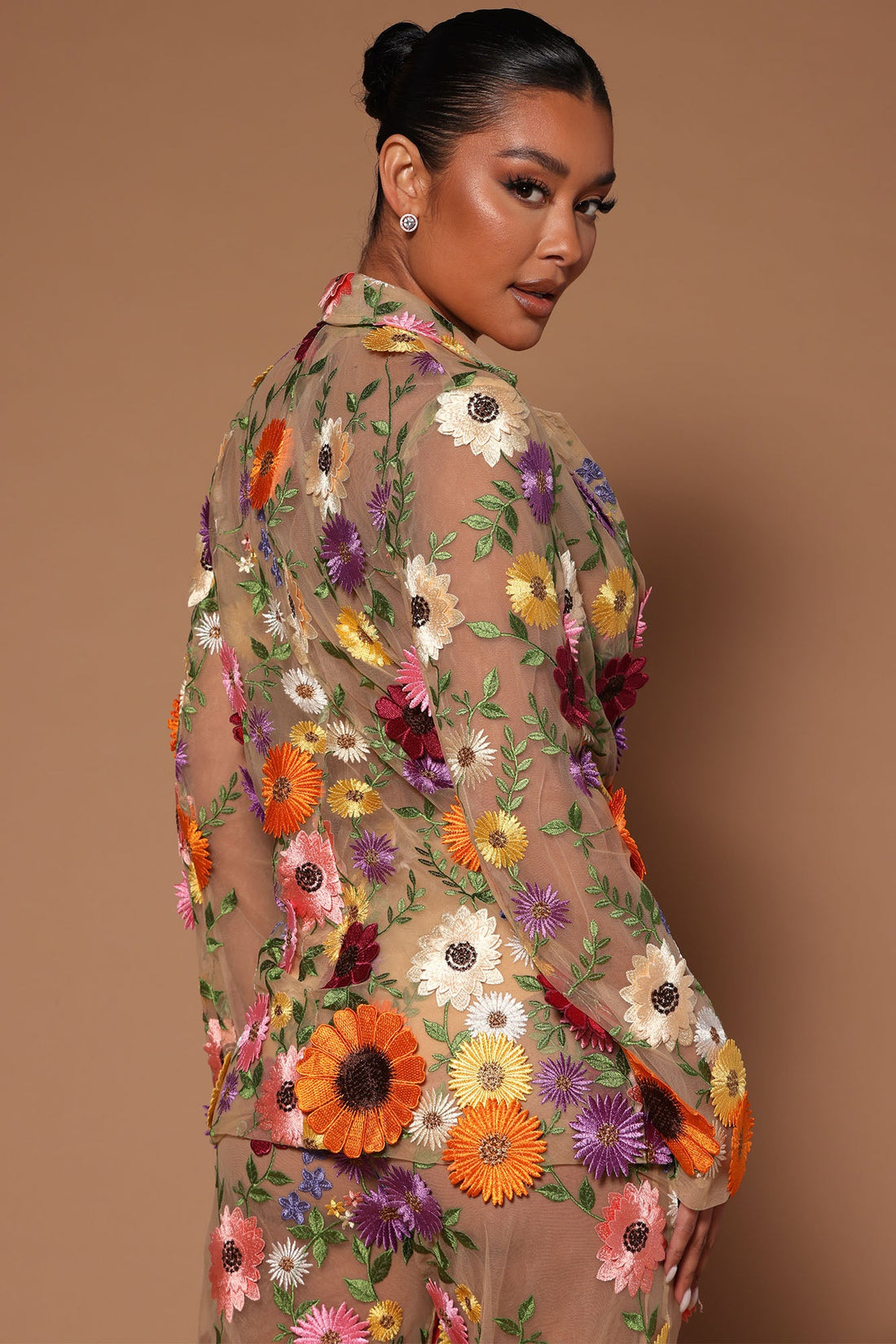Celena Embroidered Jacket - Nude/combo